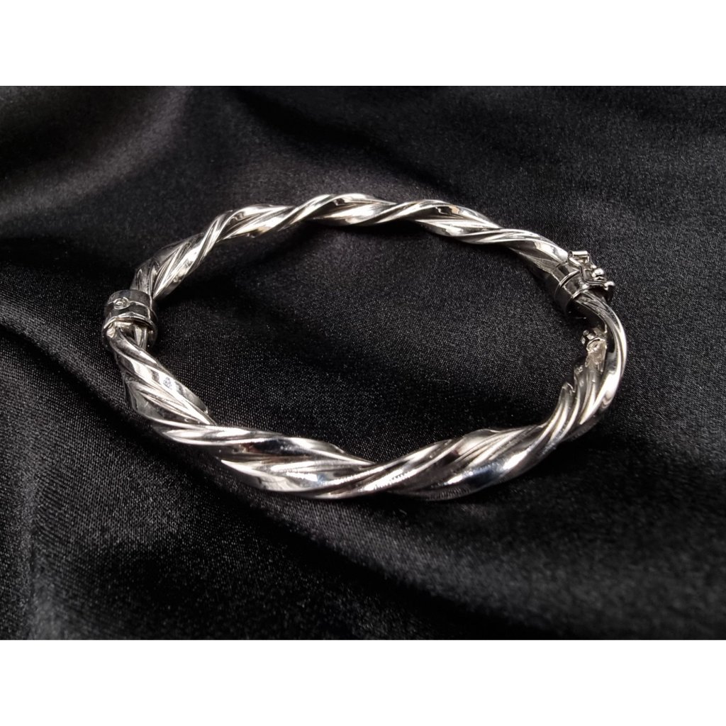 Lirm Italy 925 Sterling Silver Twisted Bangle Bracelet Elegant Design